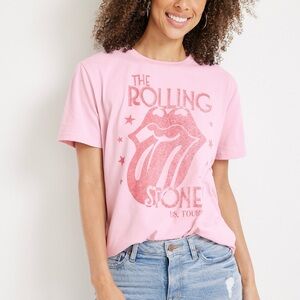Maurices The Rolling Stones Graphic Tee Pink Short Sleeve Medium Women’s
